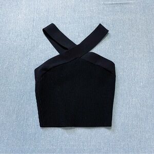 Aritzia Babaton Sculpt Knit Criss Cross Crop Tank Size XS in Black